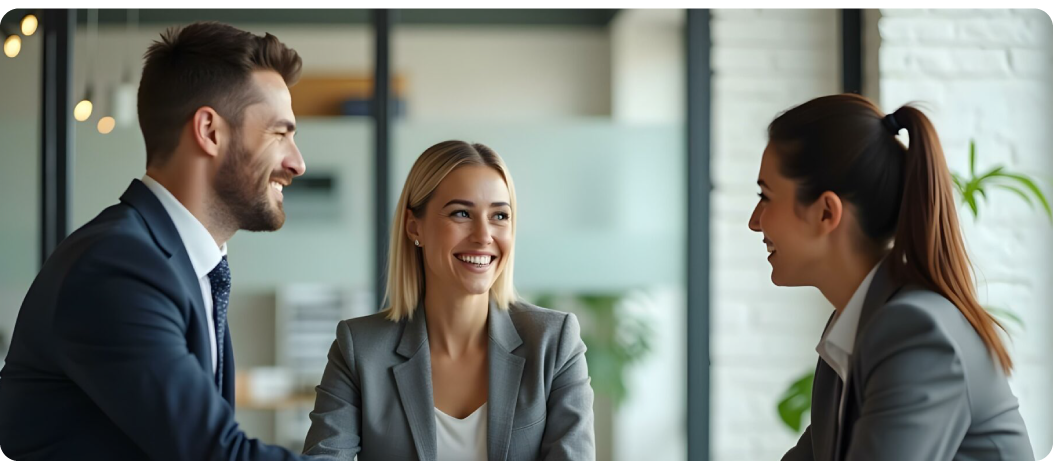 Imagen de personas hablando en oficina